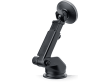 Charger l&#39;image dans la galerie, Support de téléphone de voiture noir avec ventouse et bras réglable, sur fond blanc.

