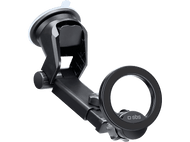 Support de téléphone de voiture noir. Base à ventouse, bras réglable et support circulaire.