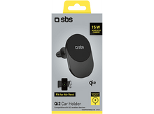 Charger l&#39;image dans la galerie, Support de voiture Qi2 noir avec charge sans fil 15W, compatible Qi2.
