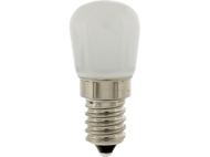 Une ampoule avec une base argentée et un dessus en verre dépoli blanc. Fond noir.