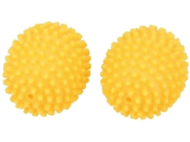 Deux balles de massage jaunes et piquantes, pour le soulagement et la thérapie musculaire.