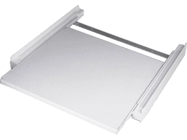 Plateau métallique blanc pour appareil. Possède des rails de guidage.