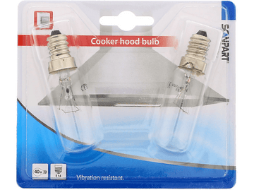 Paquet de deux ampoules de hotte aspirante dans un blister transparent.