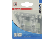 Deux ampoules de four dans un blister. Ampoules transparentes, étiquetées 'G9 230V 40W'.