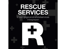 Charger l&#39;image dans la galerie, Texte blanc sur fond noir avec un signe plus. Il dit &#39;Rescue Services&#39; et &#39;R&#39; en blanc.
