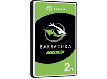 Charger l&#39;image dans la galerie, Disque dur Seagate Barracuda 2 To noir et vert. Fond blanc.
