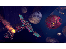 Charger l'image dans la galerie, Un vaisseau spatial dans l'espace, entouré d'astéroïdes. Le vaisseau a plusieurs couleurs.
