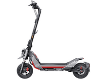 Charger l&#39;image dans la galerie, Trottinette électrique Segway grise et rouge. Elle possède un guidon haut, une plateforme pour les pieds et deux roues.
