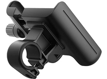 Charger l&#39;image dans la galerie, Un support de téléphone noir pour vélo, avec une pince et un bouton de réglage.
