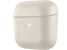 Charger l&#39;image dans la galerie, Étui de charge d&#39;écouteurs beige fermé avec le logo Sennheiser.
