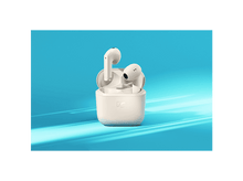 Charger l&#39;image dans la galerie, Écouteurs dans un étui de chargement ouvert. L&#39;étui et les écouteurs sont beiges.
