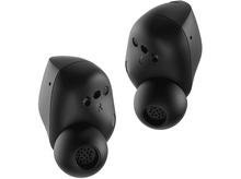 Charger l&#39;image dans la galerie, Deux écouteurs sans fil noirs, avec marquages &#39;R&#39; et &#39;L&#39;.
