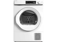 Charger l&#39;image dans la galerie, Lave-linge blanc avec affichage numérique et porte ronde. La machine possède un panneau de commande.
