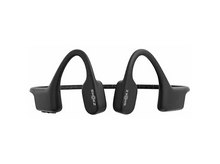 Charger l&#39;image dans la galerie, Casque Shokz noir, à conduction osseuse, avec texte &#39;SHOKZ&#39; de chaque côté. Conception arquée pour un maintien auriculaire et une bande centrale.
