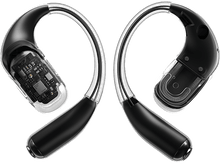 Charger l&#39;image dans la galerie, Deux écouteurs Shokz noirs, montrant les composants internes, sur fond blanc.
