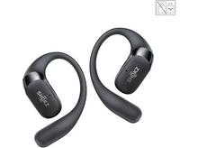 Charger l&#39;image dans la galerie, Deux écouteurs sans fil noirs avec un design à crochet. Les écouteurs sont sur fond blanc.
