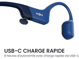 SHOKZ OpenRun USB-C Casque à conduction osseuse - Bleu Oreillettes sans fil Bleu