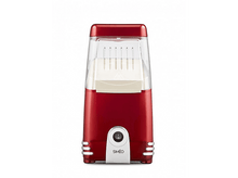 Charger l&#39;image dans la galerie, Une machine à pop-corn rouge de style rétro avec une section supérieure transparente.
