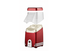 Charger l&#39;image dans la galerie, Une machine à pop-corn rouge et blanche avec trois parties : base, milieu et couvercle. Le couvercle est ouvert.
