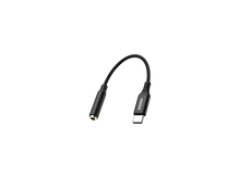 Charger l&#39;image dans la galerie, Câble adaptateur audio USB-C vers 3,5 mm noir. Connecteur doré à une extrémité.
