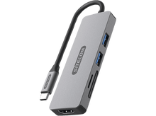 Charger l&#39;image dans la galerie, SITECOM Adaptateur multiport 5-en-1 USB-C Argenté / Noir (CN-5501)
