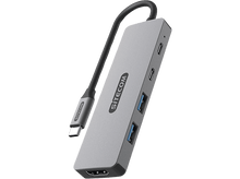 Charger l&#39;image dans la galerie, SITECOM Adaptateur multiport 5-en-1 USB-C PD Argenté / Noir (CN-5502)
