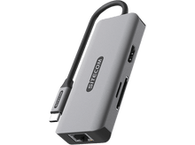 Charger l&#39;image dans la galerie, SITECOM Adaptateur multiport 6-en-1 USB-C Argenté / Noir (CN-5503)
