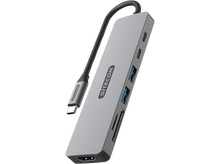 Charger l&#39;image dans la galerie, SITECOM Adaptateur multiport 7-en-1 USB-C PD Argenté / Noir (CN-5504)
