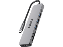 Charger l&#39;image dans la galerie, SITECOM Adaptateur multiport 7-en-1 USB-C PD Argenté / Noir (CN-5505)
