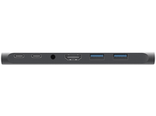 Charger l&#39;image dans la galerie, Un hub USB-C multiport gris avec plusieurs ports.

