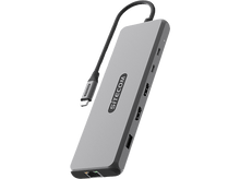 Charger l&#39;image dans la galerie, SITECOM Adaptateur multiport Pro 10-en-1 USB4 PD Argenté / Noir (CN-7001)
