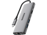 SITECOM Adaptateur multiport Pro 6-en-1 USB-C PD Argenté / Noir (CN-5506)