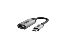 Charger l&#39;image dans la galerie, Un câble adaptateur argenté HDMI vers USB-C.
