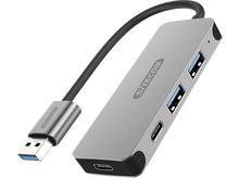 Charger l&#39;image dans la galerie, SITECOM Hub USB-A à USB-A + USB-C Gris (CN-399)
