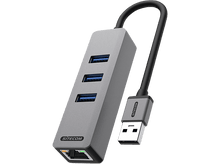 Charger l&#39;image dans la galerie, SITECOM Hub USB-A vers Ethernet / USB-A Argenté / Noir (AD-1007)
