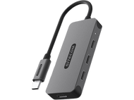 SITECOM Hub Pro USB-C vers 4 x USB-C PD Argenté / Noir (CN-5015)