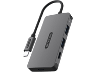 SITECOM Hub Pro USB-C vers USB-A et USB-C Argenté / Noir (CN-5013)