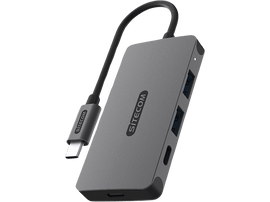 SITECOM Hub Pro USB-C vers USB-A et USB-C Argenté / Noir (CN-5013)