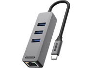 SITECOM Hub USB-C vers Ethernet / USB-A Argenté / Noir (AD-1008)