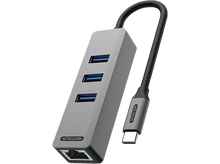 Charger l&#39;image dans la galerie, SITECOM Hub USB-C vers Ethernet / USB-A Argenté / Noir (AD-1008)
