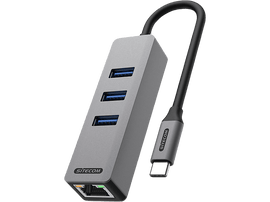 SITECOM Hub USB-C vers Ethernet / USB-A Argenté / Noir (AD-1008)