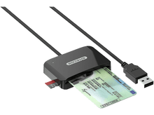 Charger l&#39;image dans la galerie, SITECOM Lecteur de carte d&#39;identité / micro SD Argenté / Noir (MD-1002)
