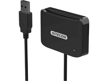 Charger l&#39;image dans la galerie, Lecteur de carte noir avec un câble USB. La marque est Sitecom.
