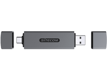 Charger l&#39;image dans la galerie, Clé USB SITECOM grise avec capuchons détachés. Connecteurs USB-A et USB-C visibles.

