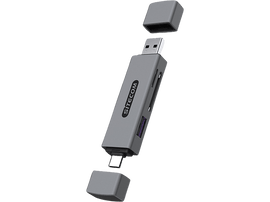 SITECOM Lecteur de carte USB-A / USB-C avec port USB Argenté / Noir (MD-1012 )