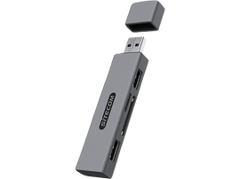 SITECOM Lecteur de carte USB avec 2 ports USB-A Argenté / Noir (MD-10130)