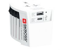 Charger l&#39;image dans la galerie, Adaptateur de voyage blanc avec ports USB-A et USB-C.
