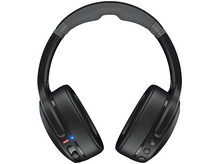 Charger l&#39;image dans la galerie, Casque circum-aural noir avec arceau gris. Le casque a des boutons et une lumière bleue.
