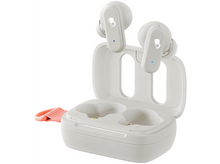 Charger l&#39;image dans la galerie, Écouteurs sans fil Skullcandy blancs et étui de chargement. L&#39;étui est ouvert, montrant les écouteurs.
