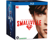 Coffret DVD de 'Smallville: The Complete Series'. Montre le visage d'un homme à droite.